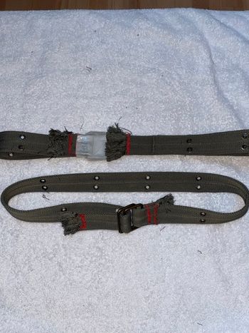 Ceinture toile kaki style militaire vintage réglable 105 cm