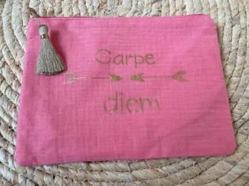 Petite pochette rose en Gaze de coton
