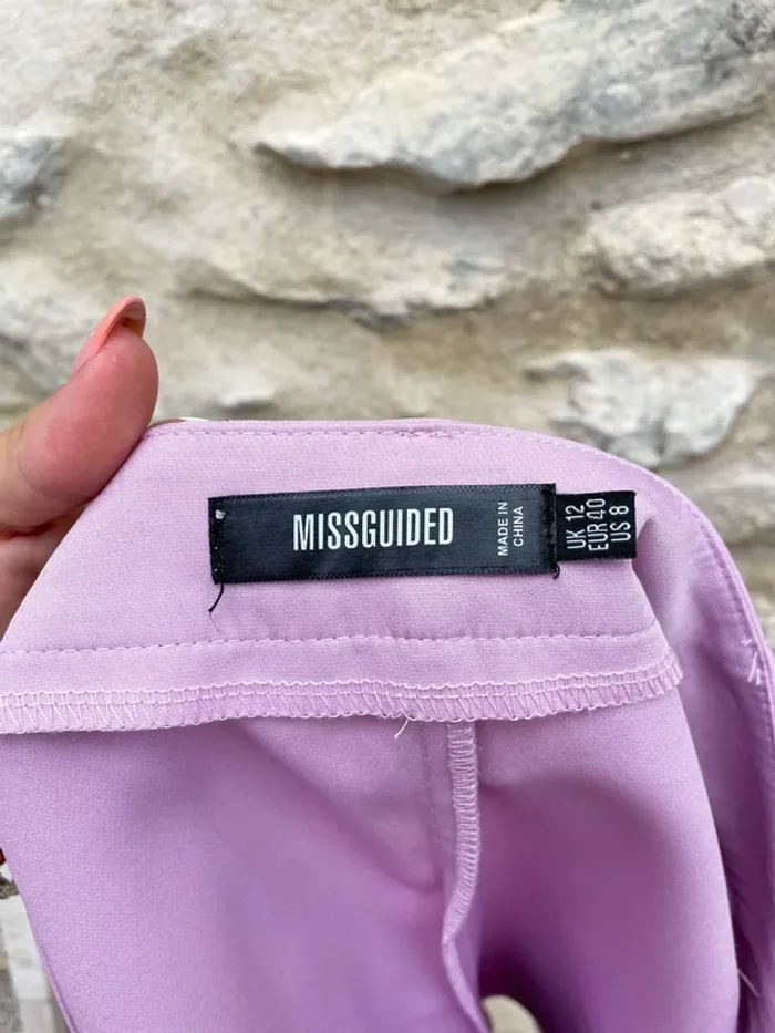 Missguided - Short taille haute tailleur lila rose pastel avec ceinture - photo numéro 3