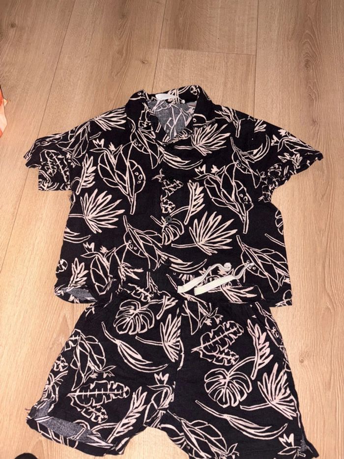 Tenue enfant garçon style hawaïenne noir et blanc zara 2-3 ans 98cm