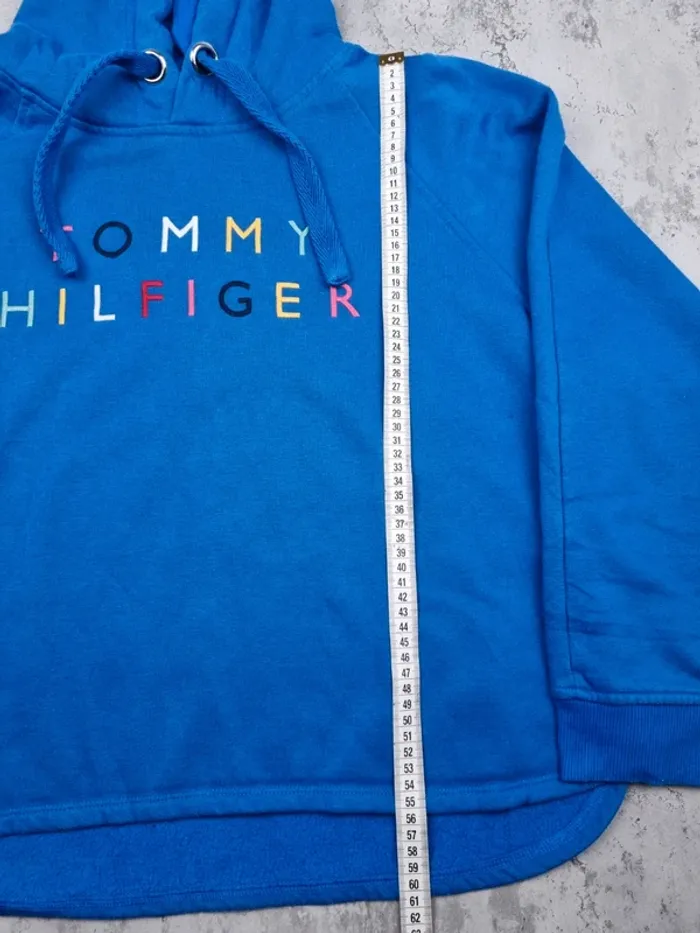 Sweat à capuche bleu Tommy Hilfiger – Taille L Femme (mesures en photos) - photo numéro 5