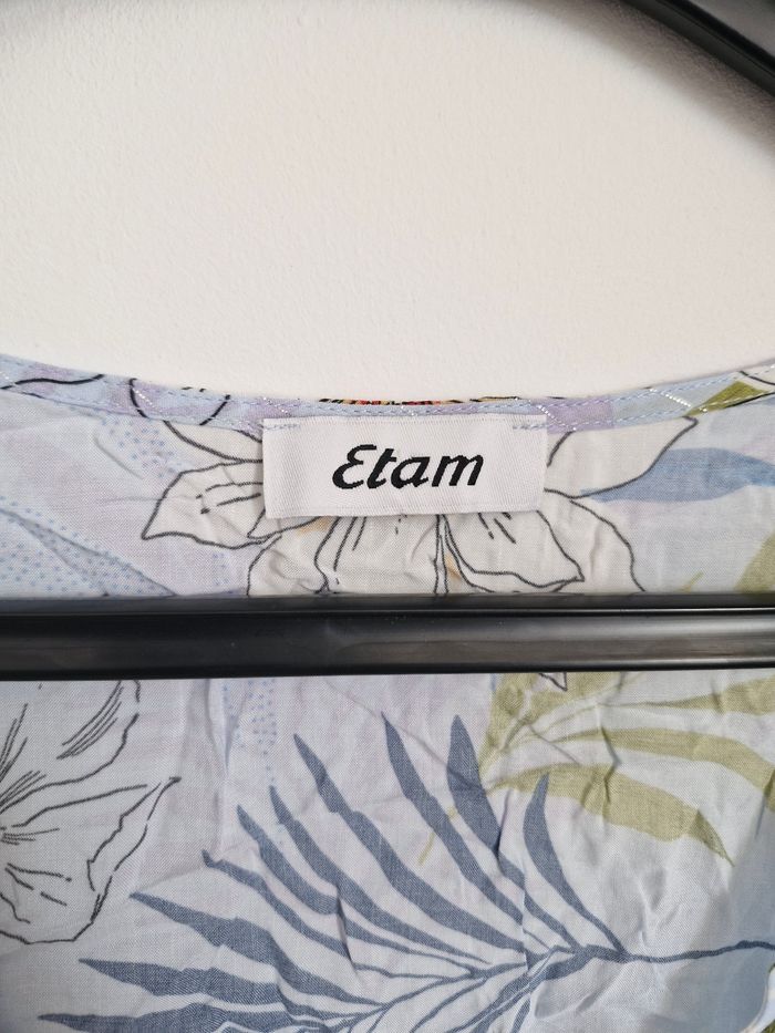 Robe bleu en coton de Etam légère à imprimé fleuri bleu et blanc,neuve taille 38 - photo numéro 5