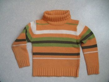 PULL à col roulé, orange avec rayures