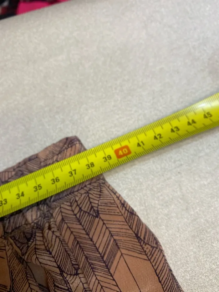 Sarouel pure soie Maje taille élastique marron avec motifs taille L = 40/42 neuf - n41p - photo numéro 6