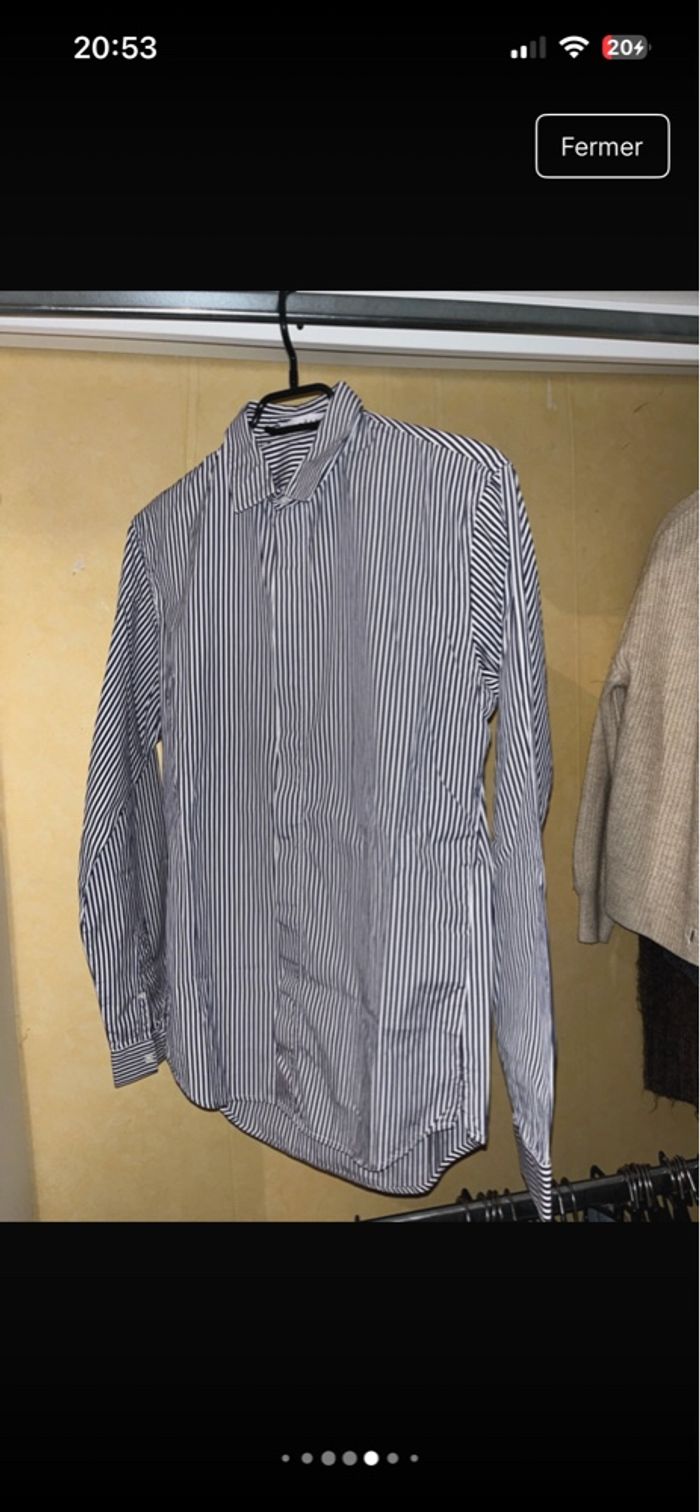 Chemise à bleu marine et blanche à rayures Sandro XS - photo numéro 7