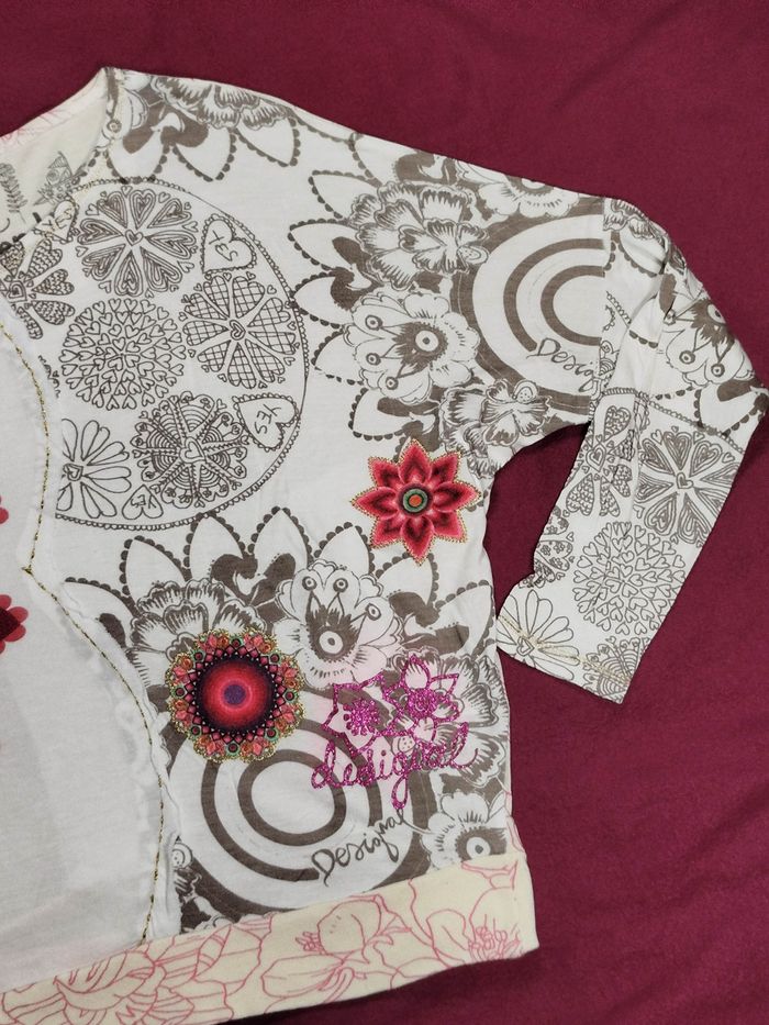 t-shirt fille desigual 9/10 ans manches chauve-souris - photo numéro 5