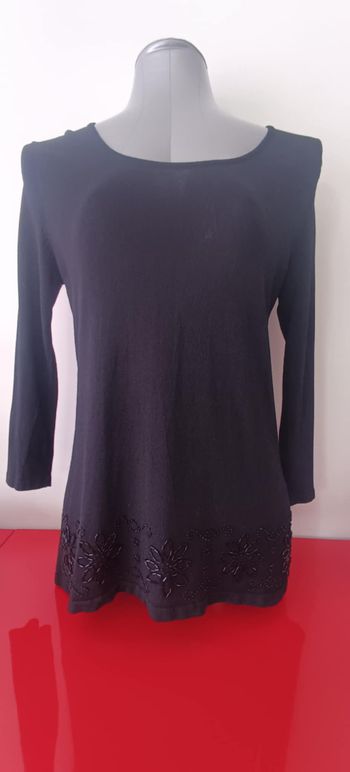 Haut Top T-shirt noir manches 3/4 "M&S mode" Taille EUR M 40/42