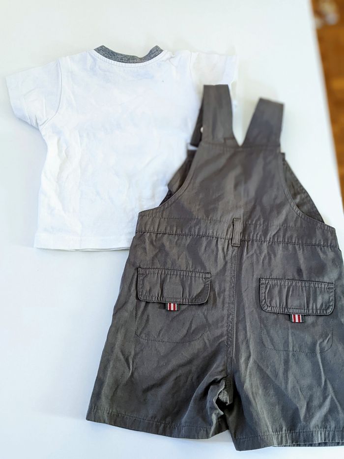 joli ensemble salopette vert kaki tee-shirt 18 mois In extenso - photo numéro 4