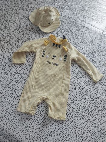 Combinaison anti-UV + casquette tigre Sergent Major 6-9 mois