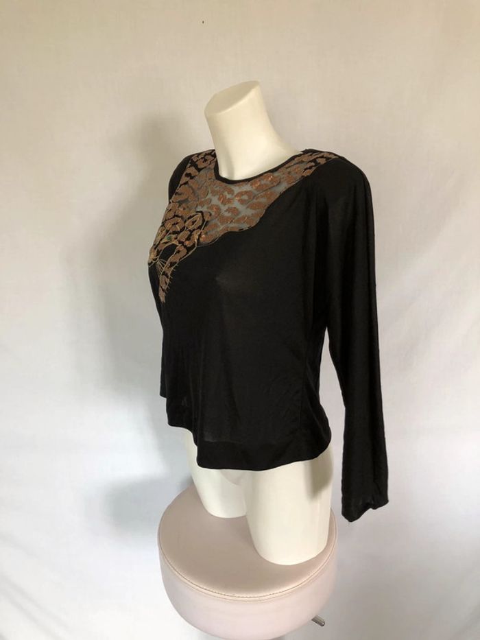 Haut noir vintage avec tigre taille 40 42 très bon état - photo numéro 8