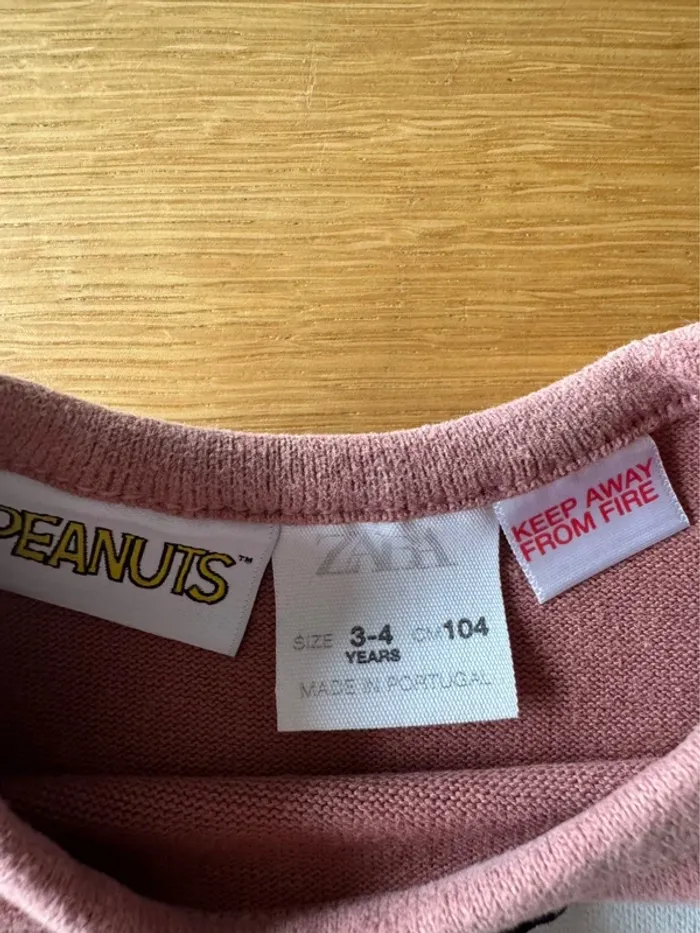 Teeshirt vieux rose ML coton épais avec Droppy/Peanuts - Taille 4 Ans - photo numéro 4