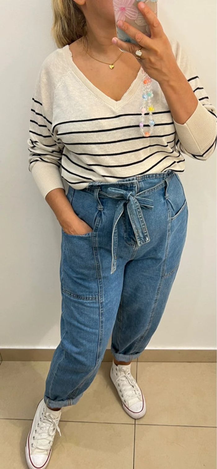Pull Léger À Rayures ZARA Taille M - photo numéro 3