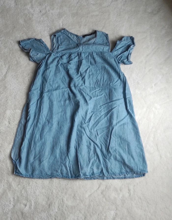 Robe combishort Zara Basic M bleu clair jeans tendance - photo numéro 5