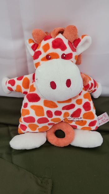 doudou girafe vache TIAMO modèle musical 25 cm beige orange