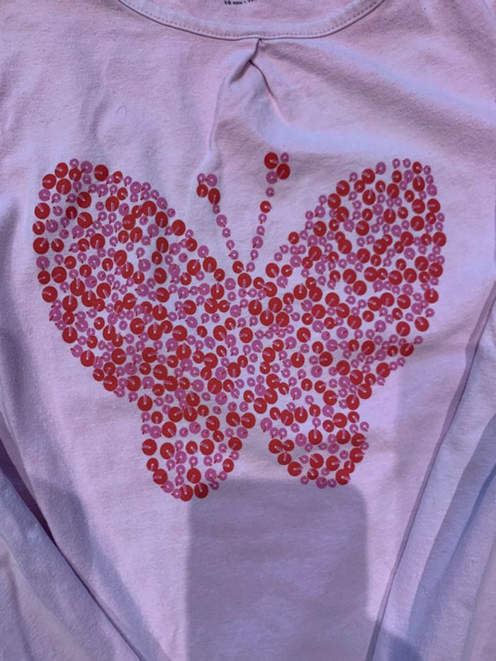 Tee-shirt manches longues rose motif papillon  fille 10 ans (138) Verbaudet - photo numéro 4