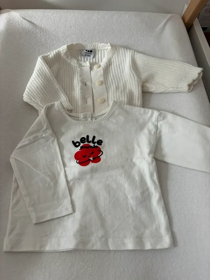 Gilet + tee shirt bébé fille taille 3mois