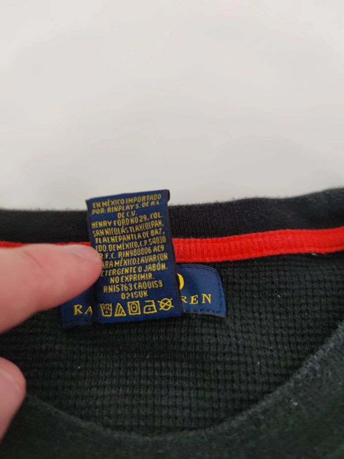 Pull Crewneck Ralph Lauren Nid D'abeilles Noir Logo Brodé Rouge Taille XL Homme - photo numéro 6