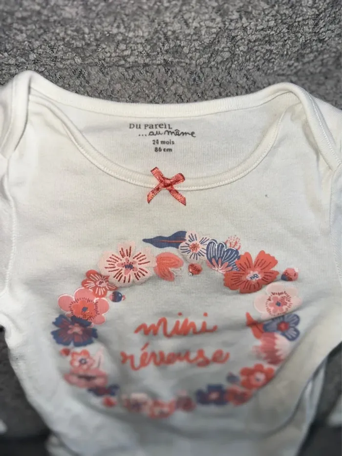 Bodie manches longues blanc rose fleuris Du Pareil Au Même - photo numéro 2