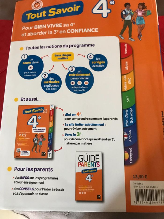 # livre #scolaire #Tout savoir #4e collection #hatier - photo numéro 2