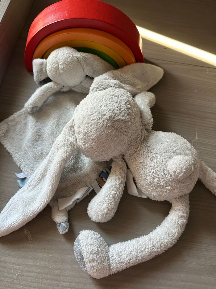 Lot doudous Lapin blanc bleu plat Little Dutch - photo numéro 7