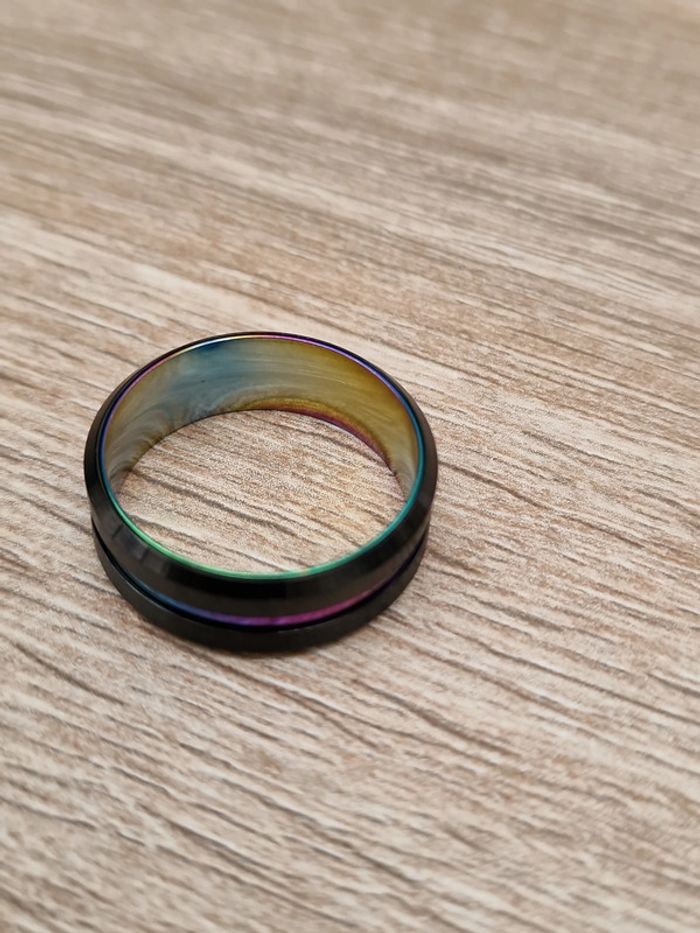 Bague Acier Inoxydable Noir Et Cameleon Multicolore - photo numéro 5