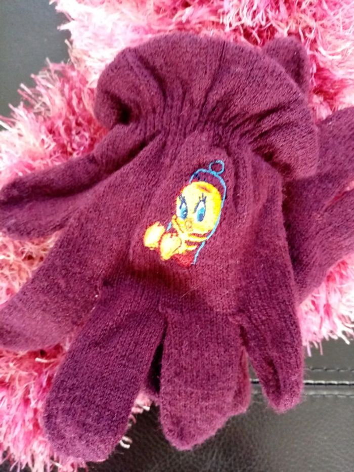 Lot écharpe et gants mauve - photo numéro 2