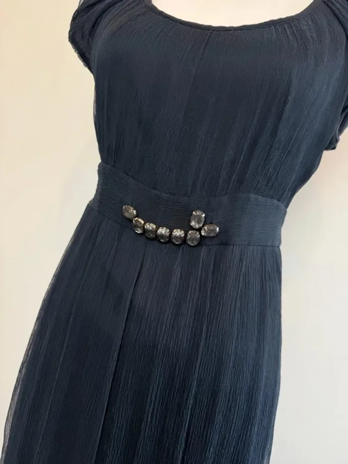 Robe en soie et gilet Marie Méro marine taille 40 très bon état - photo numéro 6