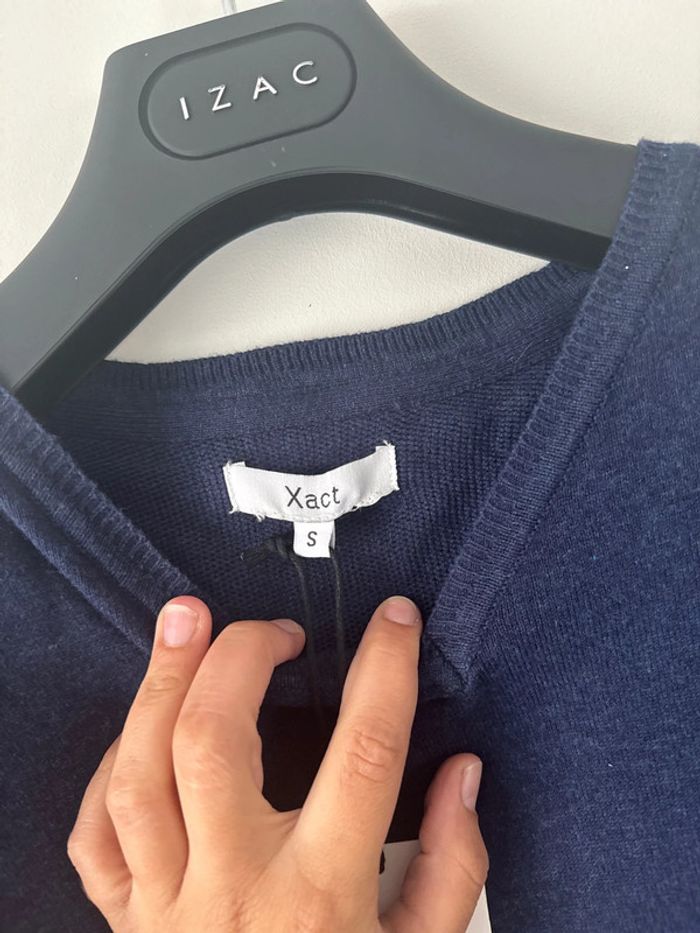 👕 Pull fin col en V - homme taille S - xact clothing- neuf avec étiquette - photo numéro 4