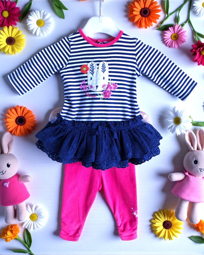 CATIMINI - ENSEMBLE 2P BÉBÉ FILLE MOTIF LAPIN, VOLANTS & BRODERIE ANGLAISE 3M - photo numéro 3