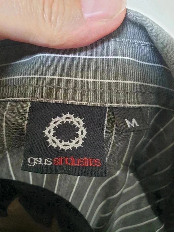 Chemise Gsus Sindustries grise à rayures blanches taille M - photo numéro 3
