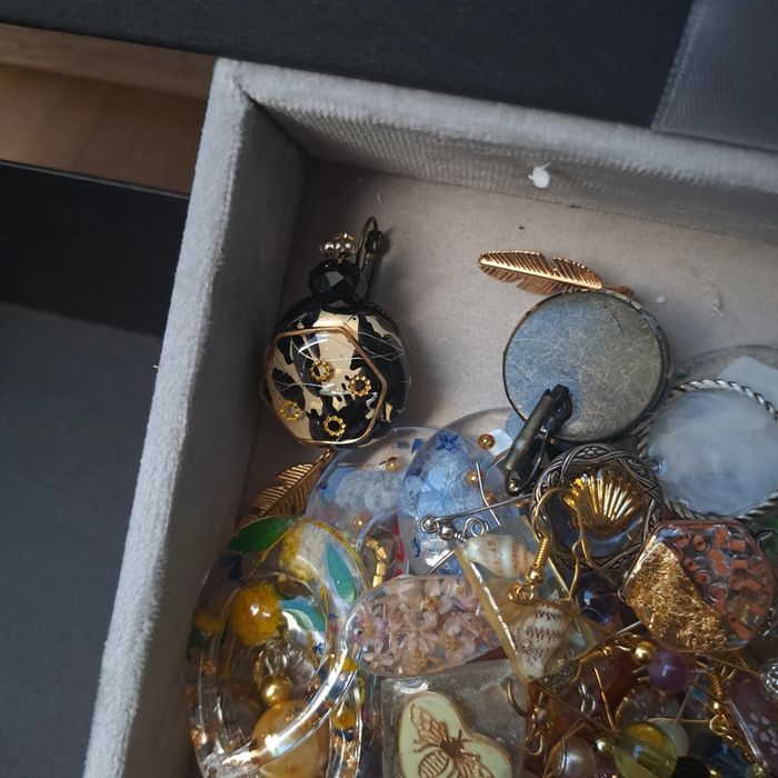 Lot de boucles d'oreilles pendante multicolore artisanale résine - photo numéro 6