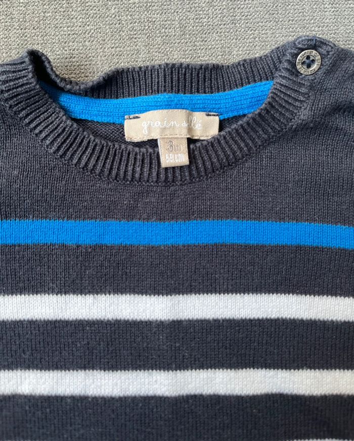 Pull fin grain de blé taille 3 mois - photo numéro 4