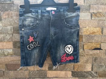 Short jeans patch pailleté strass
