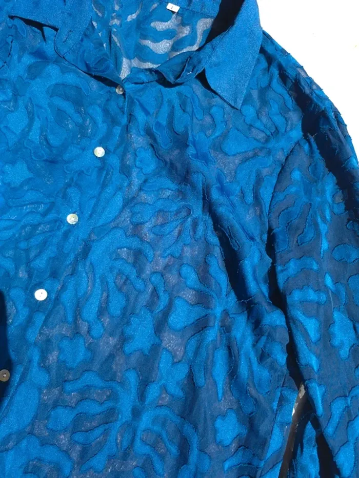 Chemise à bouton transparente bleu - photo numéro 3
