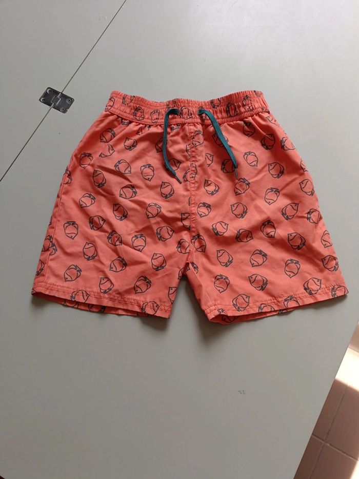 Short de bain orange poisson 8 ans