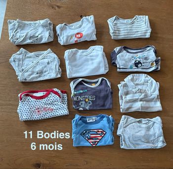 Lot de 11 bodies manches longues - taille 6 mois