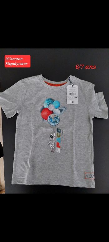 T-shirt gris avec motif garçon 6/7ans
