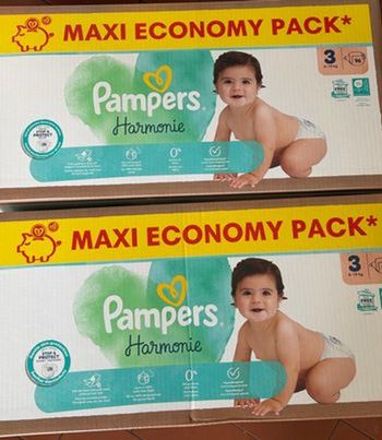 Lot de 2 cartons pampers harmonie taille 3 soit 192 couches