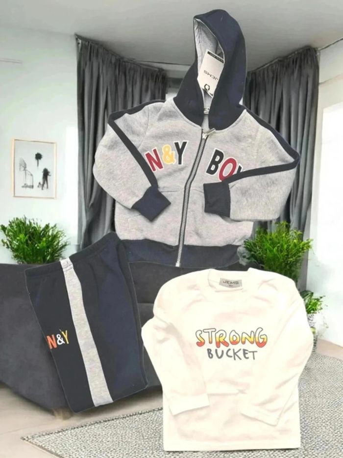 Ensemble 3 pieces gris bleu m 🌹 30 mois 🌹