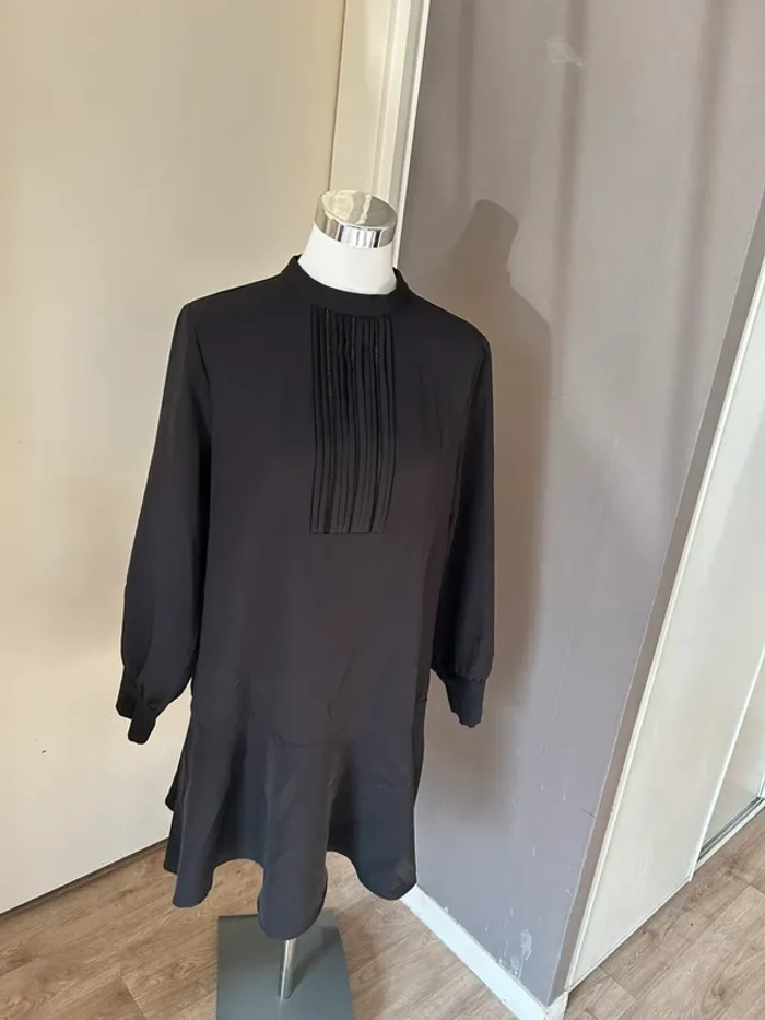 Zara robe casual manches longues noir, femme, taille L/40 - photo numéro 3
