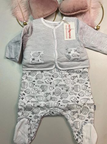 Ensemble grenouillère et gilet bébé garçon (neuf) - Taille 6 mois
