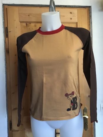 Tee shirt / sweat léger roulotté tricolore vintage 90s marron rouge 100% coton Best Mountain