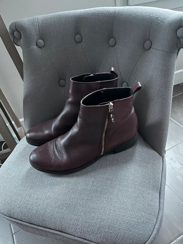 Bottines bordeaux cuir taille 40 - photo numéro 2