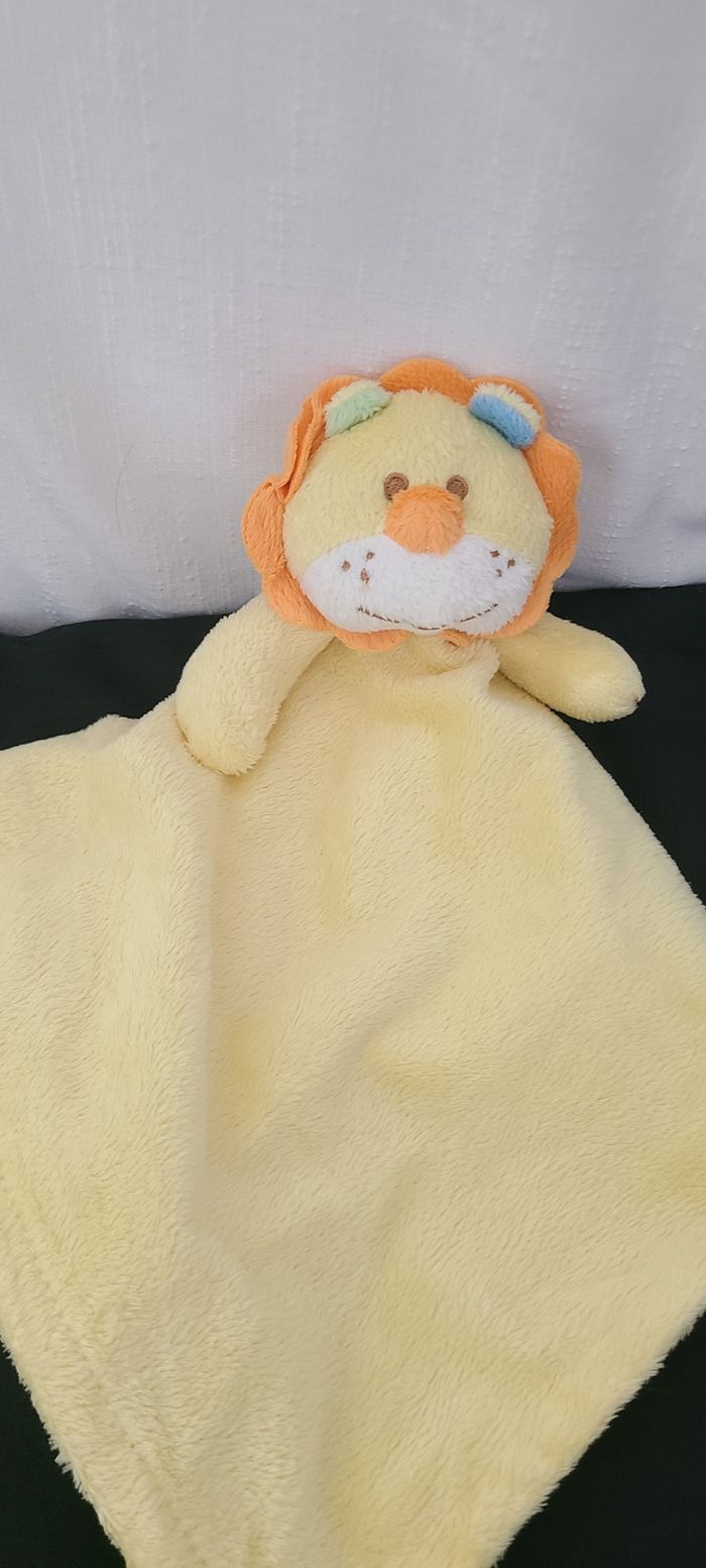 Doudou plat  lion jaune orange King bear - photo numéro 3