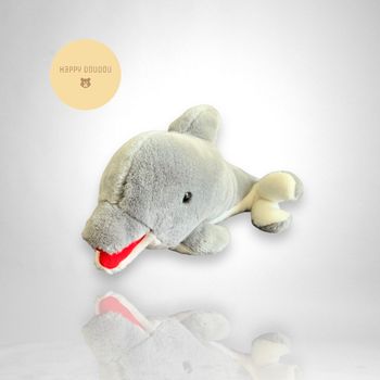 Doudou Peluche Dauphin gris bouche ouverte A374