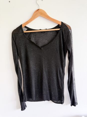 Blouse manches longues noir argenté bonobo taille 34 XS