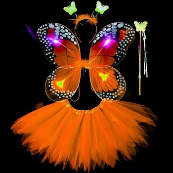 Deguisement papillon orange aile à LED et ces accessoires 3-6ans