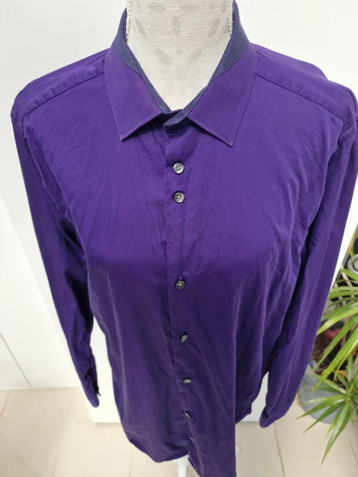 Chemise Violet Details Noirs - photo numéro 2