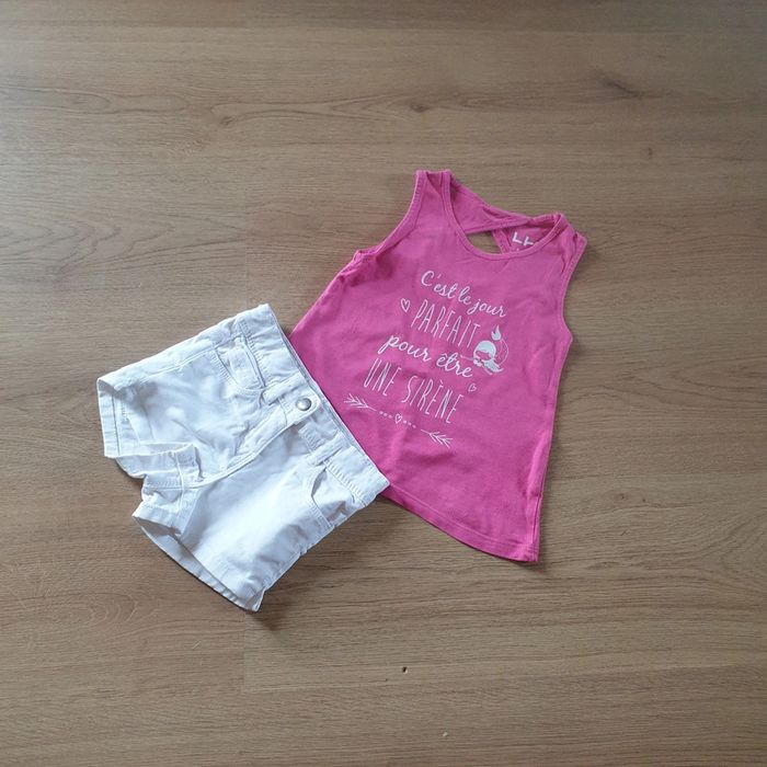 🩷 Ensemble tee-shirt débardeur short jeans La Halle/Kiabi #emyfleury_4ansfille