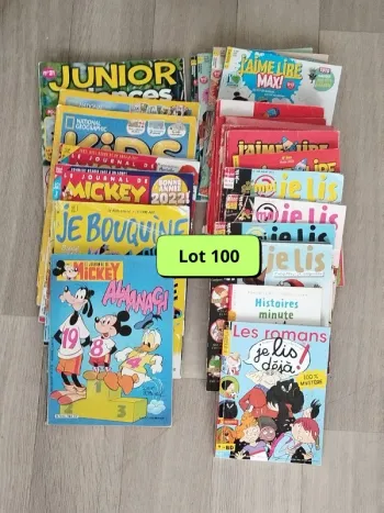Lot de 26 livres BD et magazines enfants de 8 à 12 ans L100